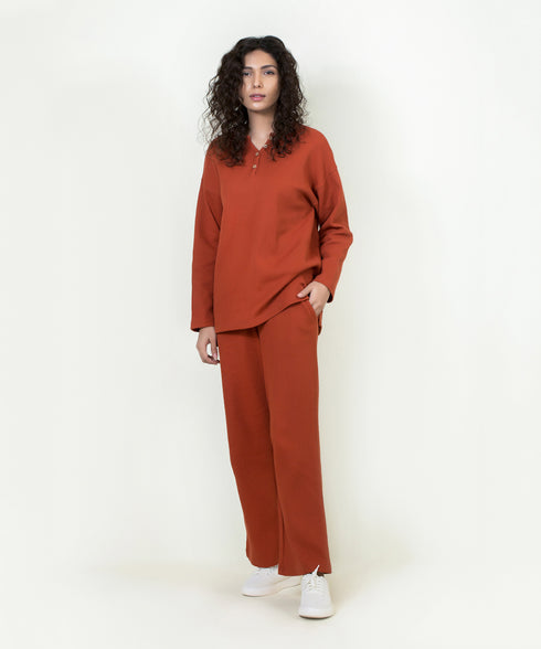 Women's Waffle Knit Henley Set